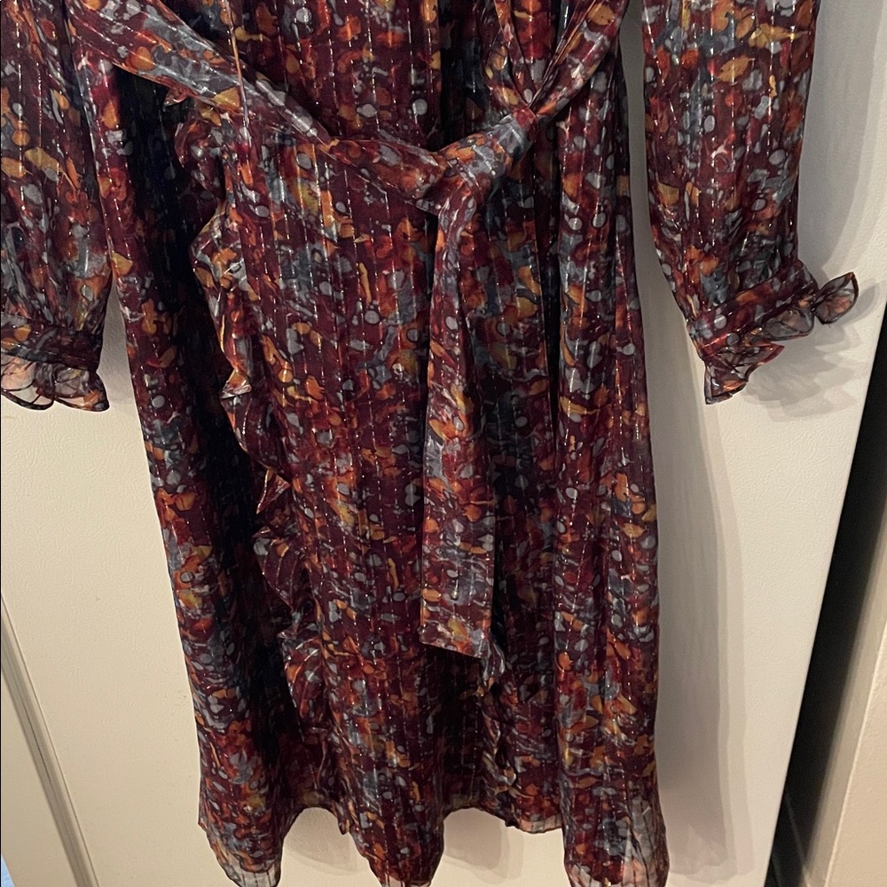 Lafayette 148 XS NWT Antique Ruby Multi Long Sleeve Maximalist Renaissance Dress - Picture 10 of 12